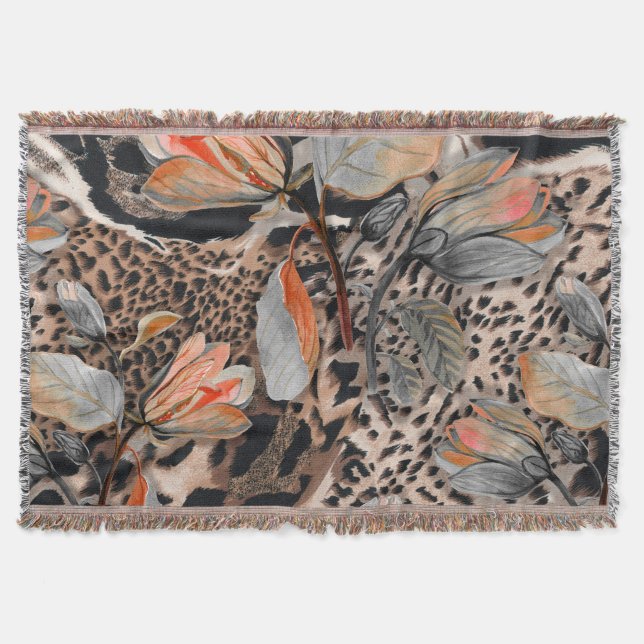 Wild African Animal Skin Pattern Throw Blanket (Front)