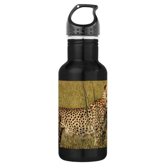 Wild African Cheetah in Savannah Grasses 532 Ml Water Bottle (Front)
