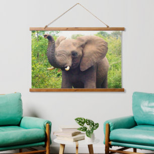 Wild African Elephant on the Jungle Hanging Tapest Tapestry