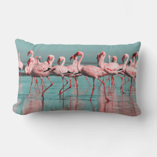 Wild African flamingos Lumbar Cushion