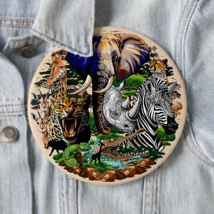 Wild African Savanna Animals 6 Cm Round Badge