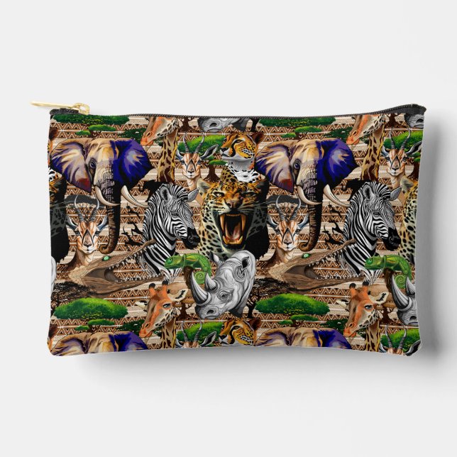 Wild African Savanna Animals Accessory Pouch (Front)