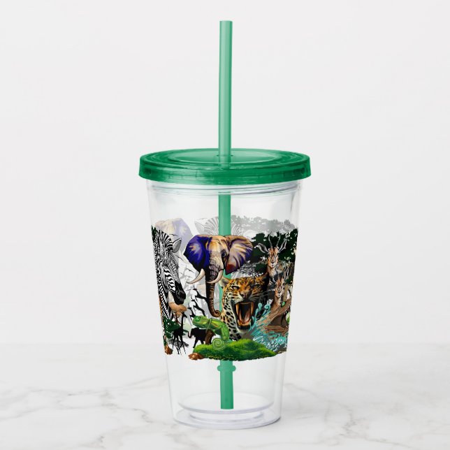 Wild African Savanna Animals Acrylic Tumbler (Front)