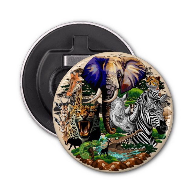 Wild African Savanna Animals Bottle Opener (Front)