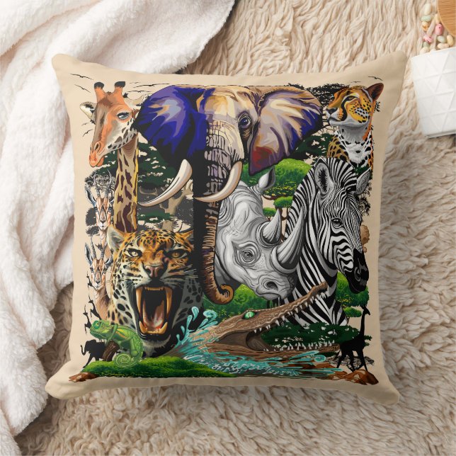 Wild African Savanna Animals Cushion (Blanket)