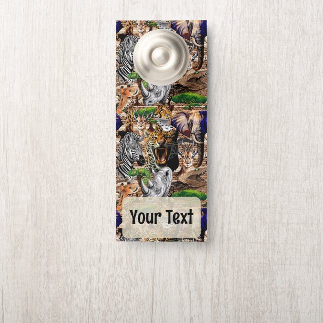 Wild African Savanna Animals Door Hanger (On Knob)