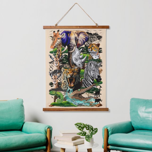 Wild African Savanna Animals Hanging Tapestry (Living Room)