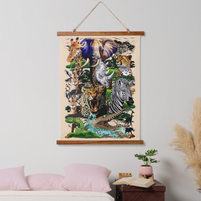 Wild African Savanna Animals Hanging Tapestry (Bedroom)