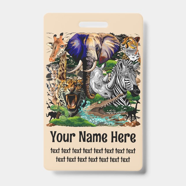 Wild African Savanna Animals ID Badge (Front)