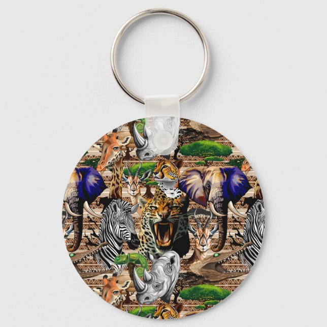 Wild African Savanna Animals Key Ring (Front)