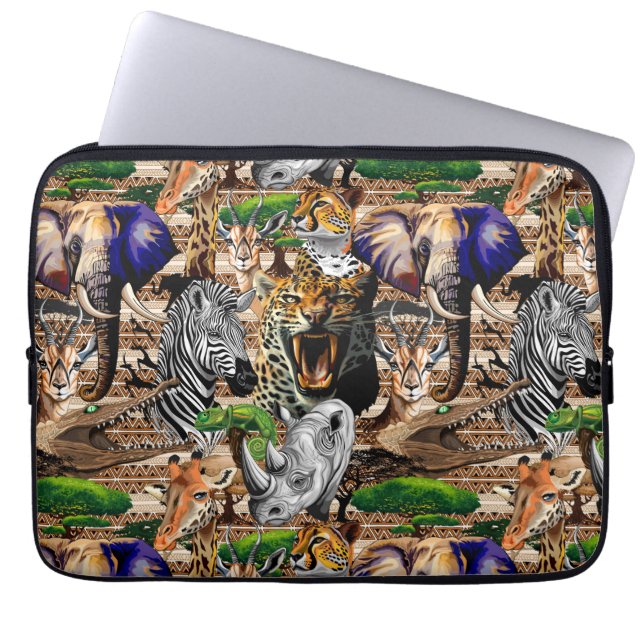 Wild African Savanna Animals Laptop Sleeve (Front)