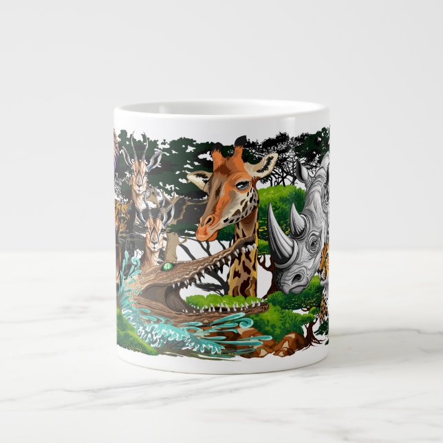 Wild African Savanna Animals Large Coffee Mug (Front)