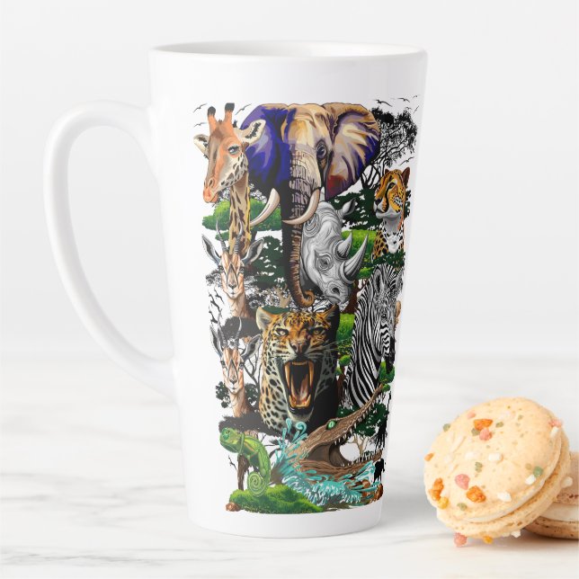Wild African Savanna Animals Latte Mug (In Situ)