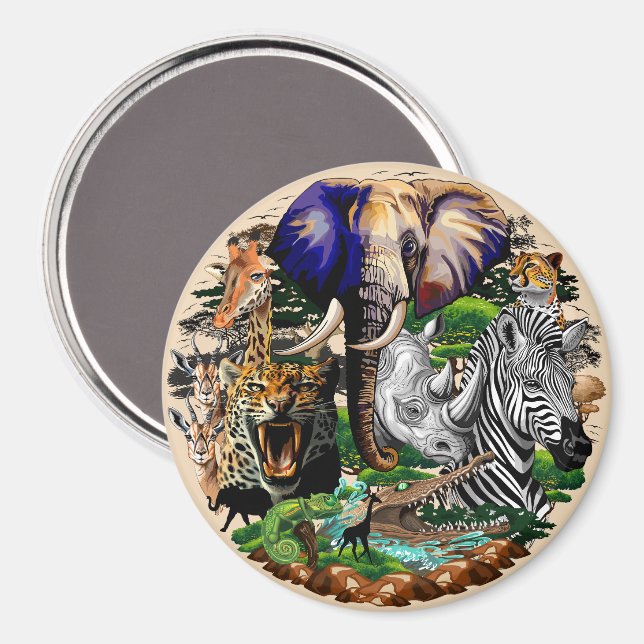 Wild African Savanna Animals Magnet (Front/Back)