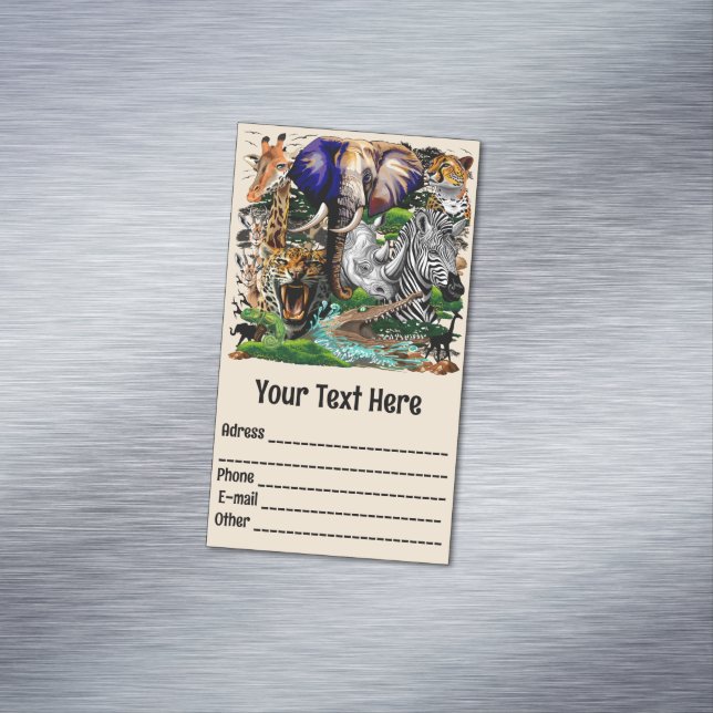Wild African Savanna Animals Magnetic Business Card (In Situ)