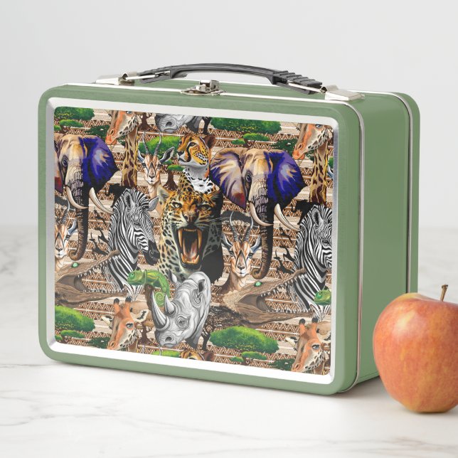 Wild African Savanna Animals Metal Lunch Box (In Situ)