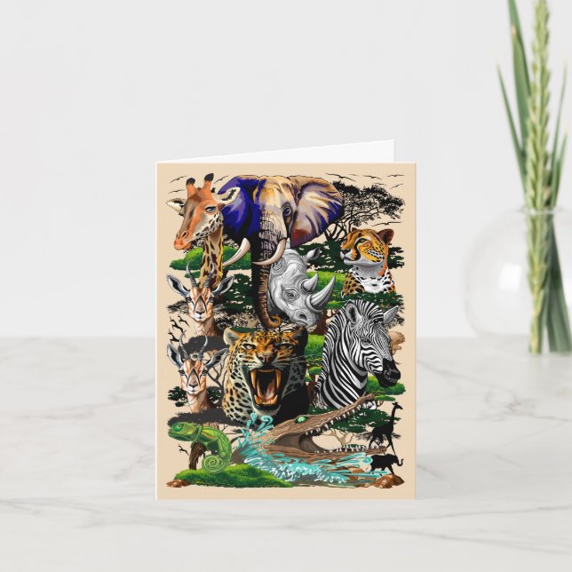 Wild African Savanna Animals Note Card (Front)