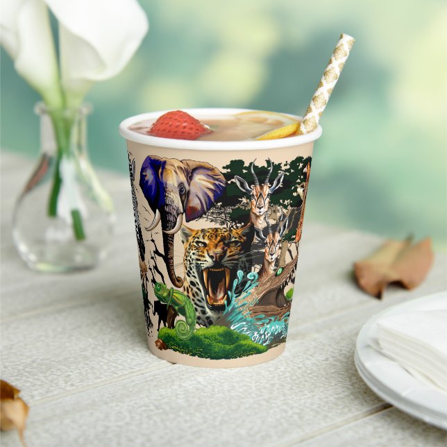 Wild African Savanna Animals Paper Cups (Insitu)