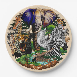 Wild African Savanna Animals Paper Plate