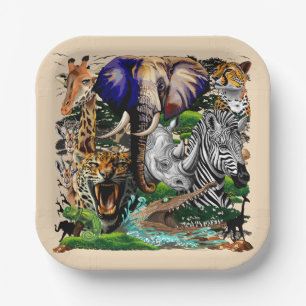 Wild African Savanna Animals Paper Plate