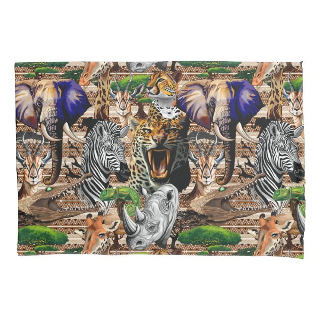 Wild African Savanna Animals Pillowcase (Front)