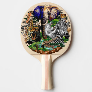 Wild African Savanna Animals Ping Pong Paddle