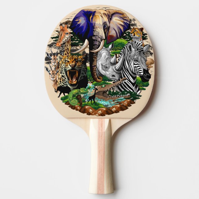 Wild African Savanna Animals Ping Pong Paddle (Front)