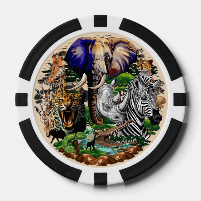 Wild African Savanna Animals Poker Chips (Front)