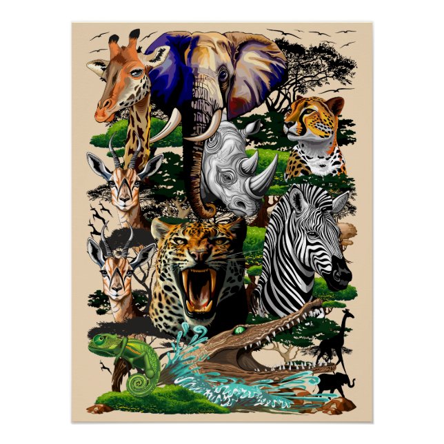 Wild African Savanna Animals Poster (Front)