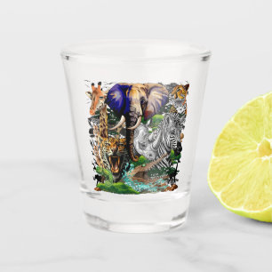 Wild African Savanna Animals Shot Glass