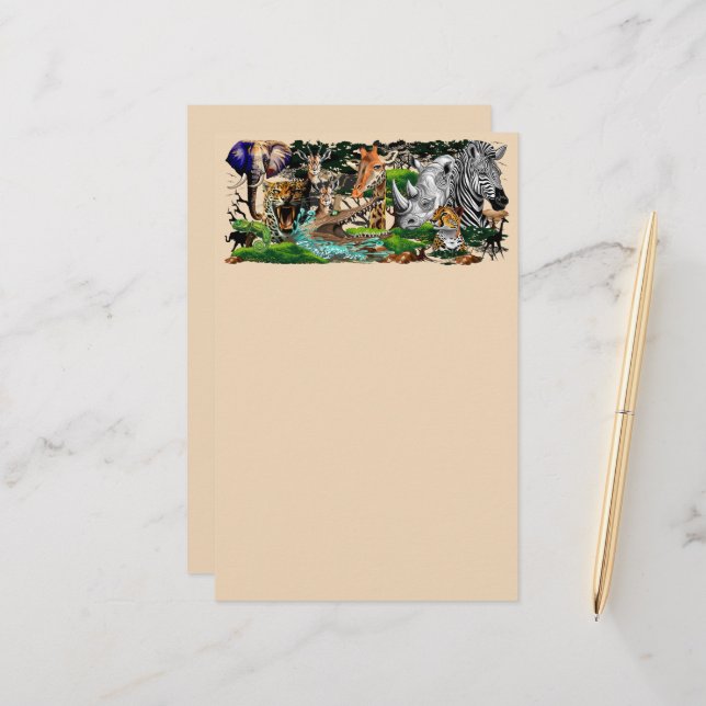 Wild African Savanna Animals Stationery (Front/Back In Situ)