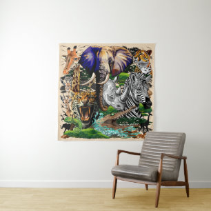 Wild African Savanna Animals Tapestry
