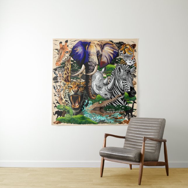 Wild African Savanna Animals Tapestry (In Situ)