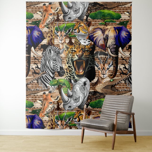 Wild African Savanna Animals Tapestry (In Situ)