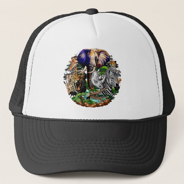 Wild African Savanna Animals Trucker Hat (Front)