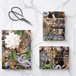 Wild African Savanna Animals Wrapping Paper Sheet