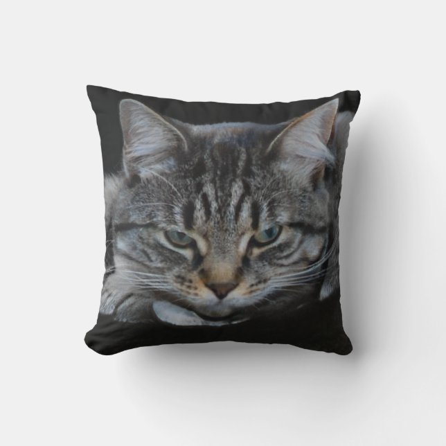 Wild african tiger cat picture, cat lover cushion (Front)