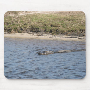 Wild Alligator at Riverbank – Florida Nature Photo Mouse Mat
