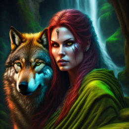 Wild Amazonian Woman and her Wolf  Tissue Paper
