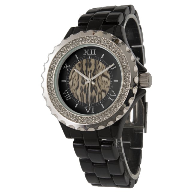 Wild Amber Fur Markings Dial Print Watch (Angled)