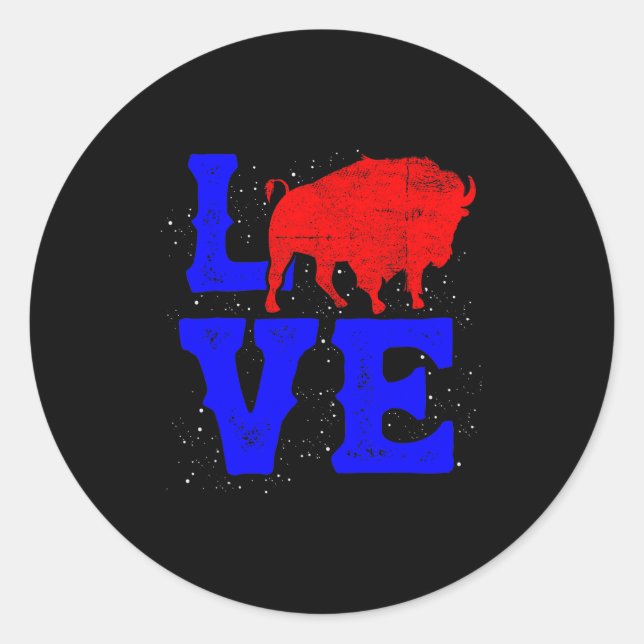 Wild American Bison Lover Valentines Day Love Buff Classic Round Sticker (Front)