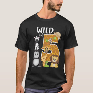Wild And 5 Zoo Theme 5Th Birthday Party Safari Jun T-Shirt