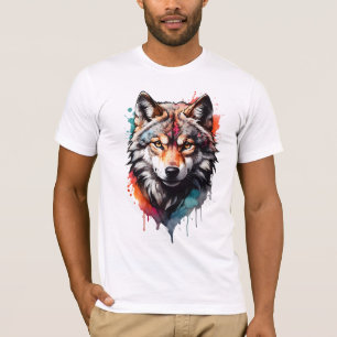 Wild and Artistic Watercolor Splash Art Wolf T-Shirt