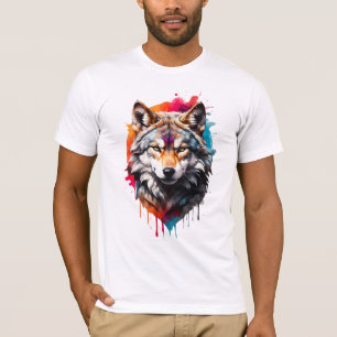 Wild and Artistic Watercolor Splash Art Wolf T-Shirt