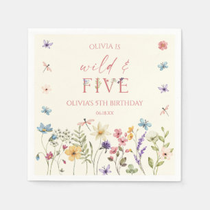 Wild and Five Wildflower 5th Birthday Party Napkin
