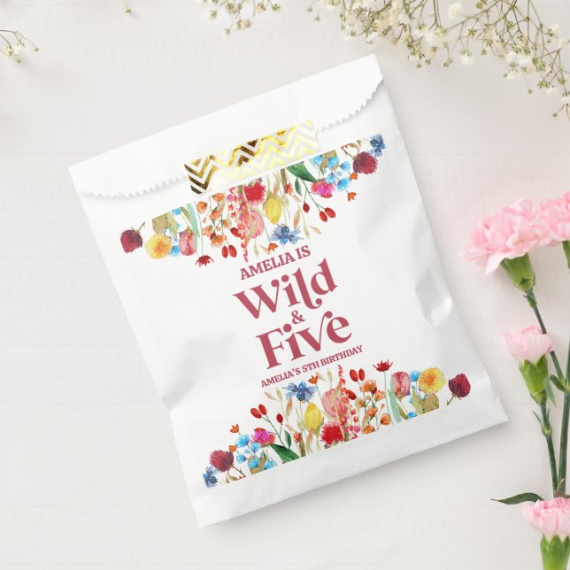 Wild and Five Wildflower 5th Fifth Birthday Party Favour Bags (Sealed)