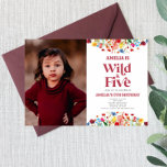 Wild and Five Wildflower Fifth 5th Birthday Party Invitation<br><div class="desc">This is a Wild and Five Wildflower Custom Picture Photo Fifth 5th Birthday Party Invitation!</div>