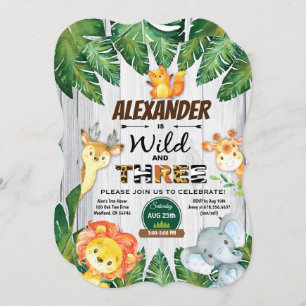 Wild and free 3rd birthday invitation safari