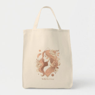 Wild and Free Aesthetic Boho Line Art Women T-Shir Tote Bag
