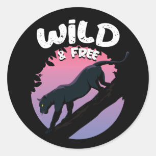 Wild and Free Black Panther jungle animal Classic Round Sticker
